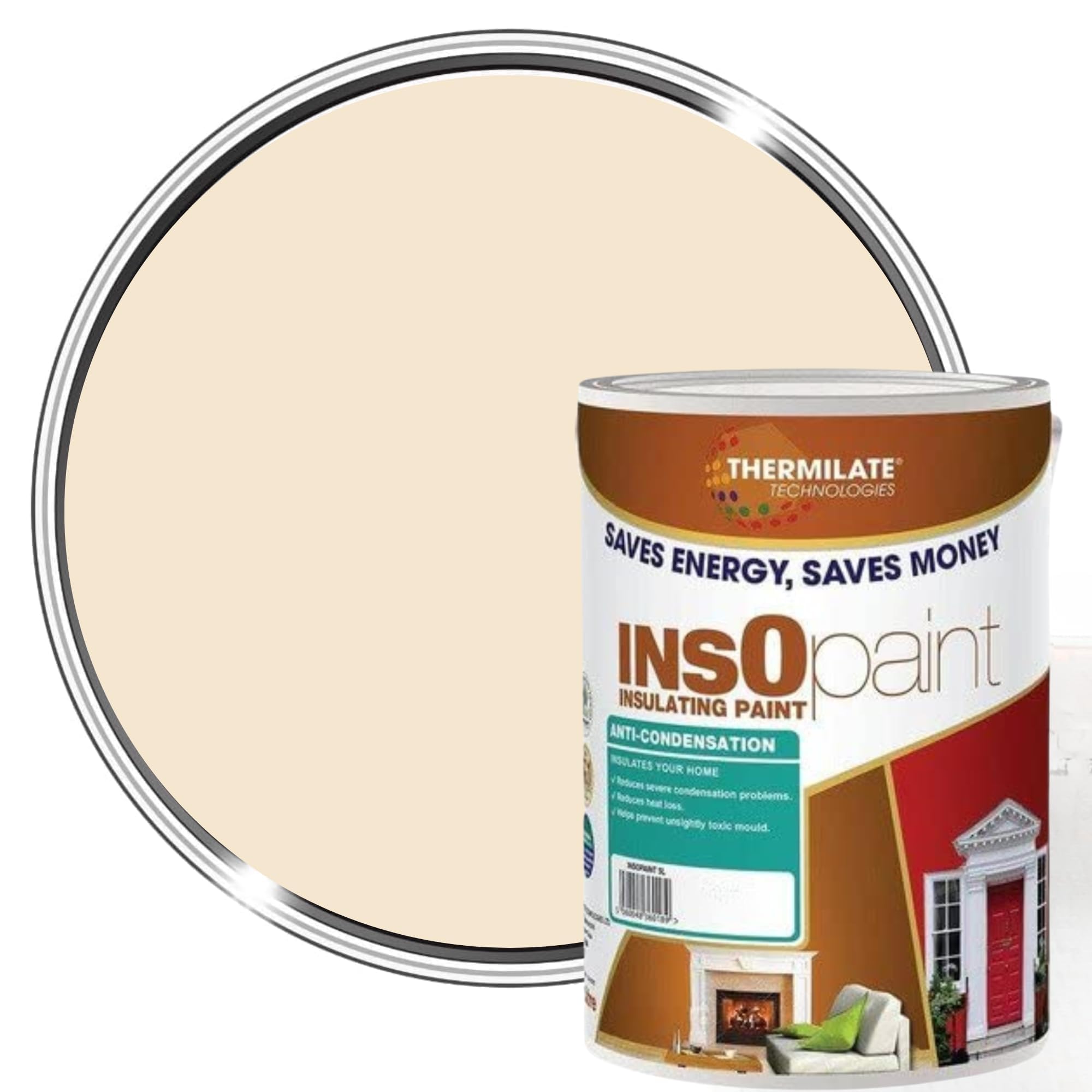 InsOpaint Insulating Anti Condensation Paint - Superior Protection Against Mould & Moisture | Energy Saving Thermal Paint for Walls & Ceilings | Damp Proof Paint - Matchstick - 5L