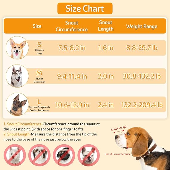 Coppthinktu Soft Mesh Mouth Guard, Breathable Dog Muzzle for Small to Large Dogs, Prevents Biting and Barking, Allows Panting and Drinking