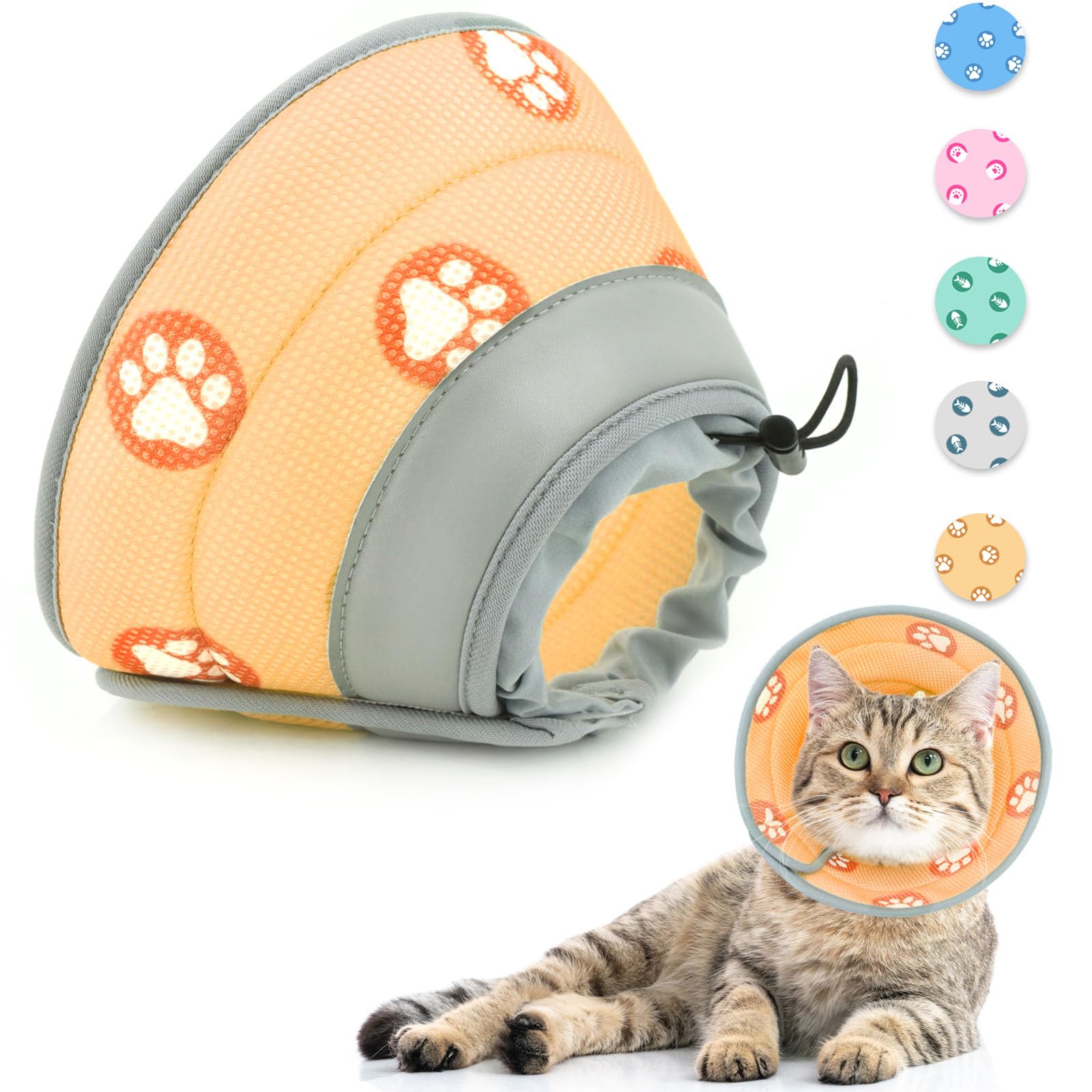 Supet Halskrause Katze,Einstellbarer Halskrause Katze Halsband,Wiederherstellung Halsband Weich Kragen Cone Nach Operation und Verletzungen für Welpen, Kleine Hunde und Katzen (Orange,L)