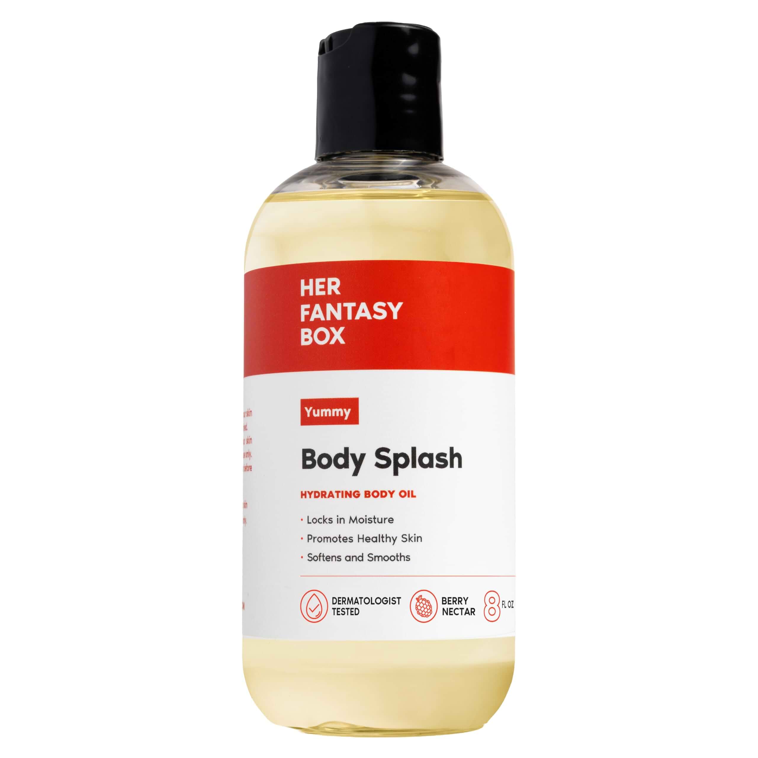 Her Fantasy Box | Body Splash Hydrating Body Oil (Yummy) - Moisturizing, Non-Greasy Formula for Soft, Smooth Skin - All-Natural, Lightweight & Nourishing8 Fl Oz (Pack of 1)
