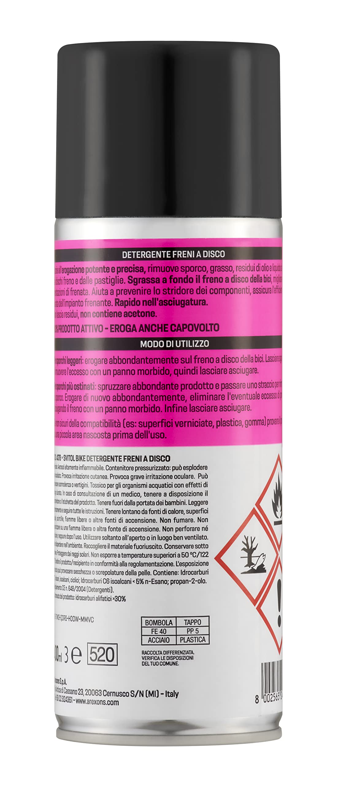 SVITOL Detergente Freni a Disco, Speciale Giro d'Italia, Asciugatura Rapida, Erogazione Precisa, Senza Residui, Sicuro su tutti i Materiali, 400 ml
