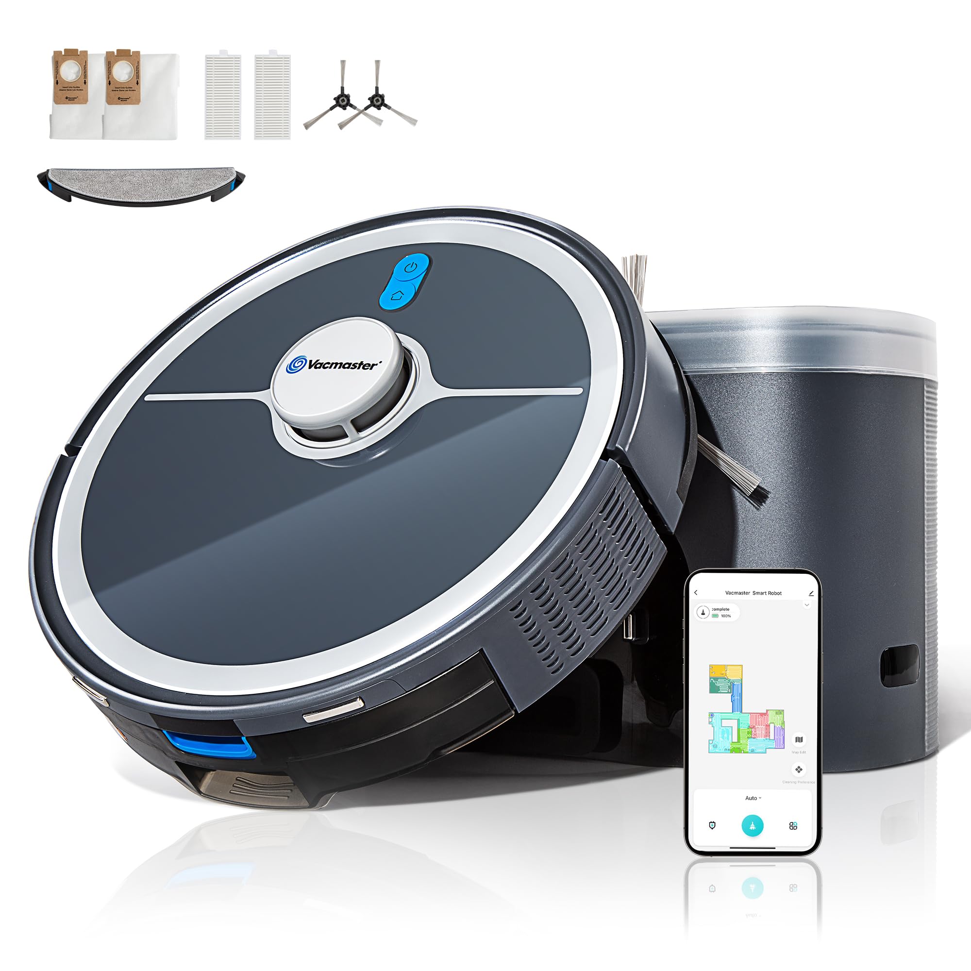 Vacmaster V10i 3-in-1 Robot Vacuum and Mop Combo with Self-Empty Station for 45 Days, LiDAR Navigation,3000Pa Strong Suction, Multi-Floor Mapping for Homes with Pets, Carpet & Hard Floors