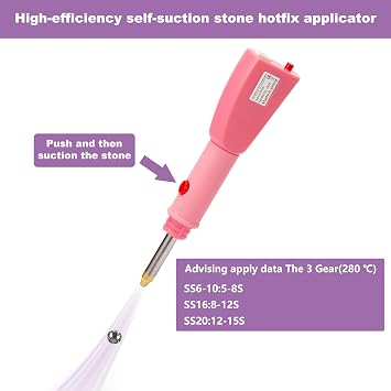 GLOCTO Self-Suction hot fix applicator Tool with 5,000 Pieces of Rhinestones, Three gem Sizes and Various Tips, Perfect for Adding Sparkle to Clothing, Fabric, and Craft Projects