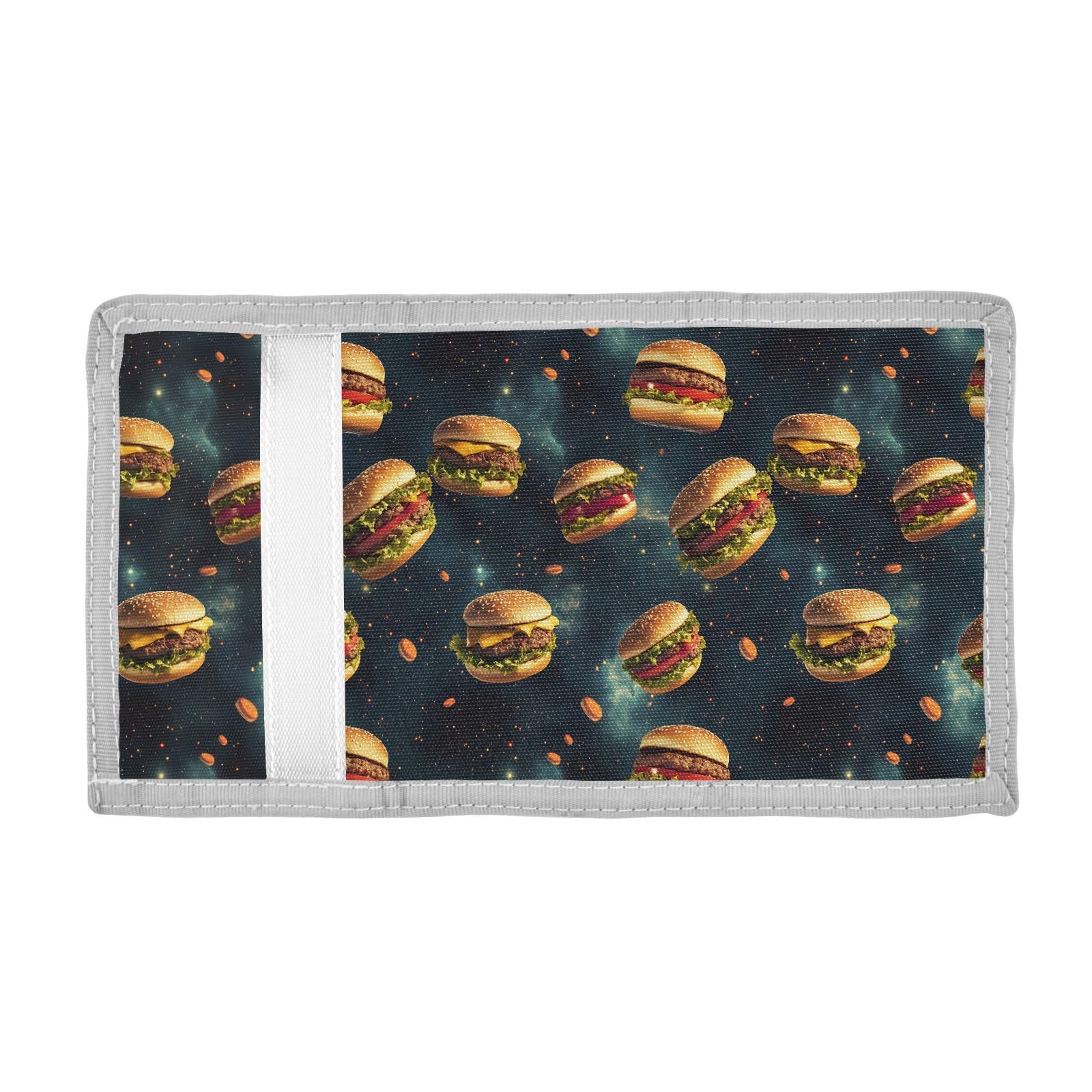 FOLIOSA Kids Wallet for Boys Girls Hamburger Pattern Print Youth Wallet with Zipper Pocket Card Holders, Novelty Wallet 4.9×2.9 in