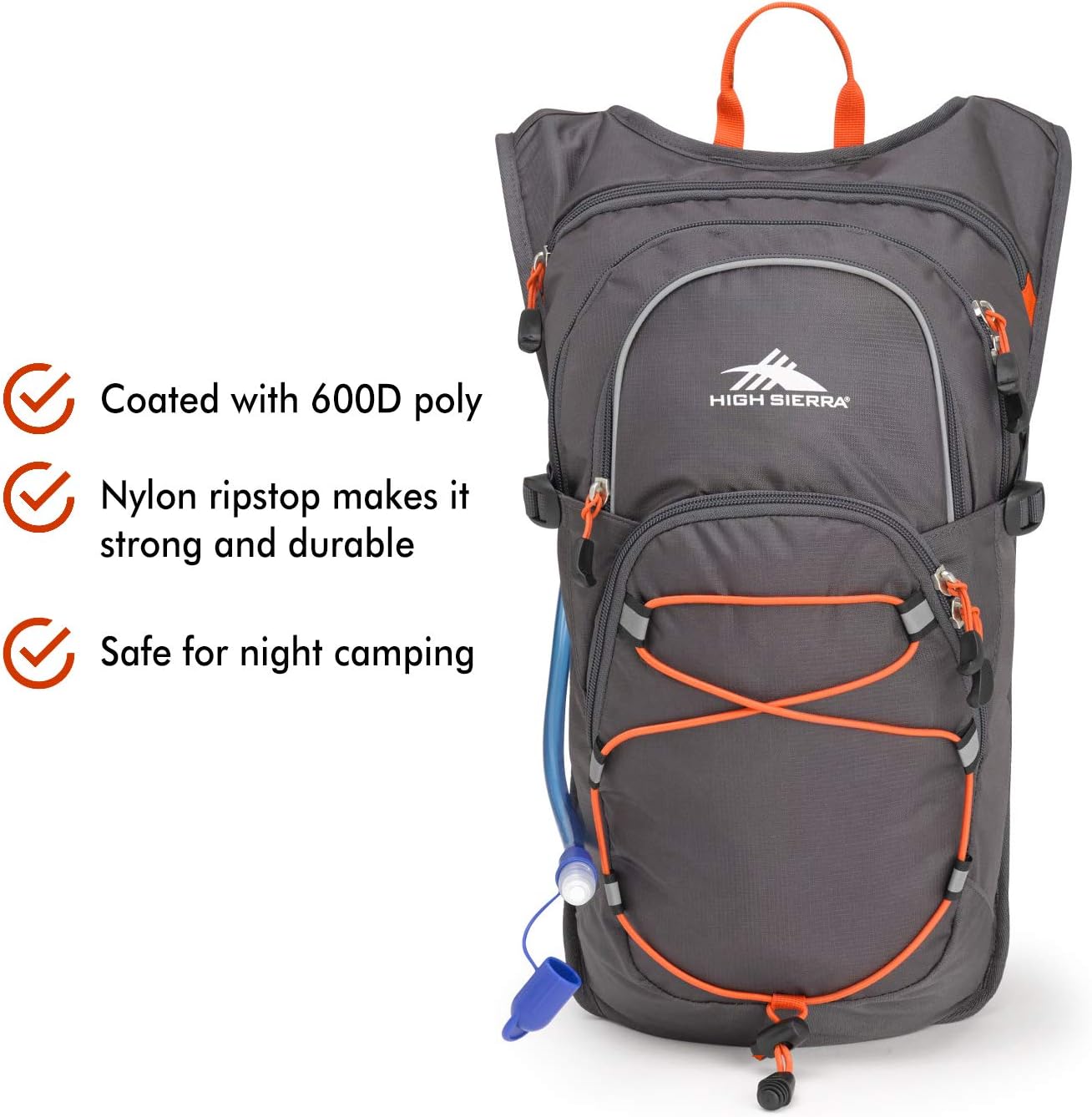 High Sierra HydraHike Hydration Backpack, Lightweight Running Backpack, Cycling, Hiking, for Men, Women & Kids, Mercury/Redline, 8L