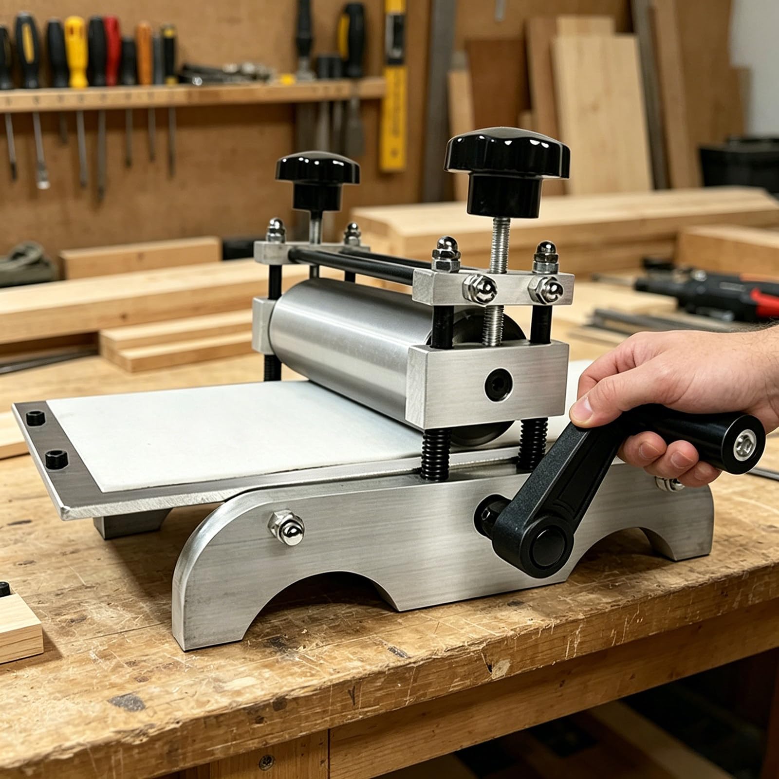 GwlThixion Manual Printmaking Etching Machine, Printing Press, Basic Etching Machine, Pressure Adjustment, Precise and Efficient Printing, for Artist Studio, Artwork Making