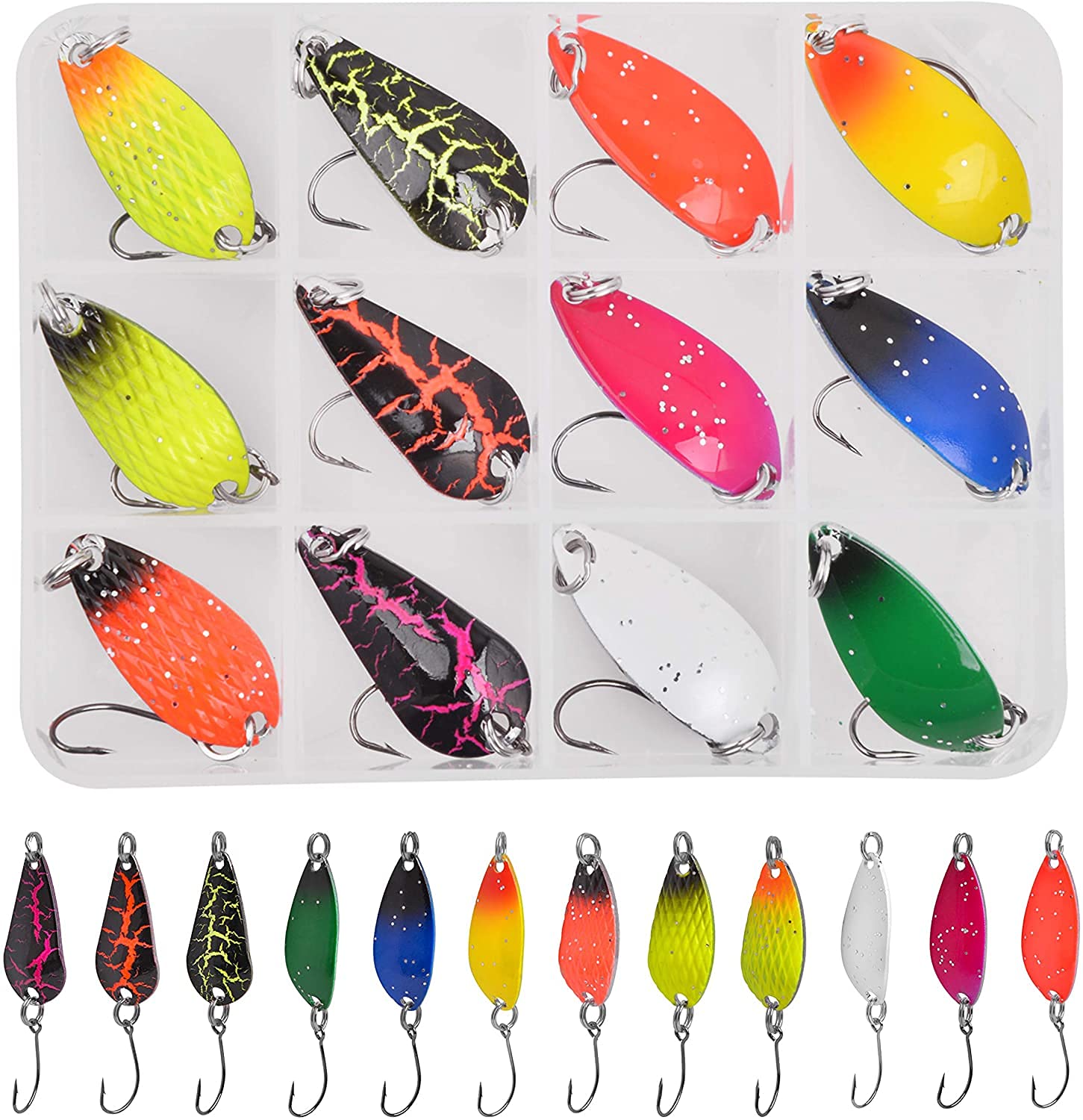 4 Cuillères Métalliques Colorées Pour Pêche – Leurres Ultra-Résistants Avec Hameçons Triple Aiguisés – Parfait Pour Truite, Bar Et Carnassiers