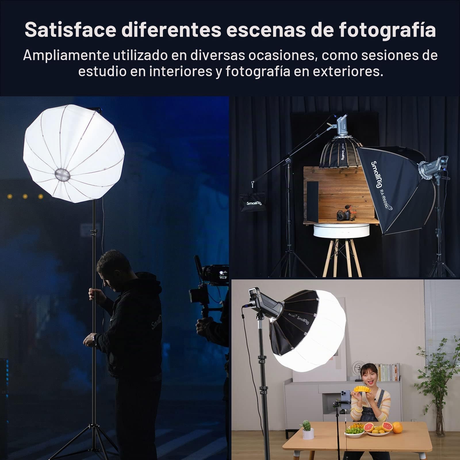SMALLRIG Soporte de Luz Aluminio de 110''/9.2ft/280cm, Trípode con Cámara de Aire Ajustable con Tornillo 1/4" para Aputure Godox Luz Continua,para Neewer Aro de Luz,Carga Máxima 5kg, RA-S280A - 3737