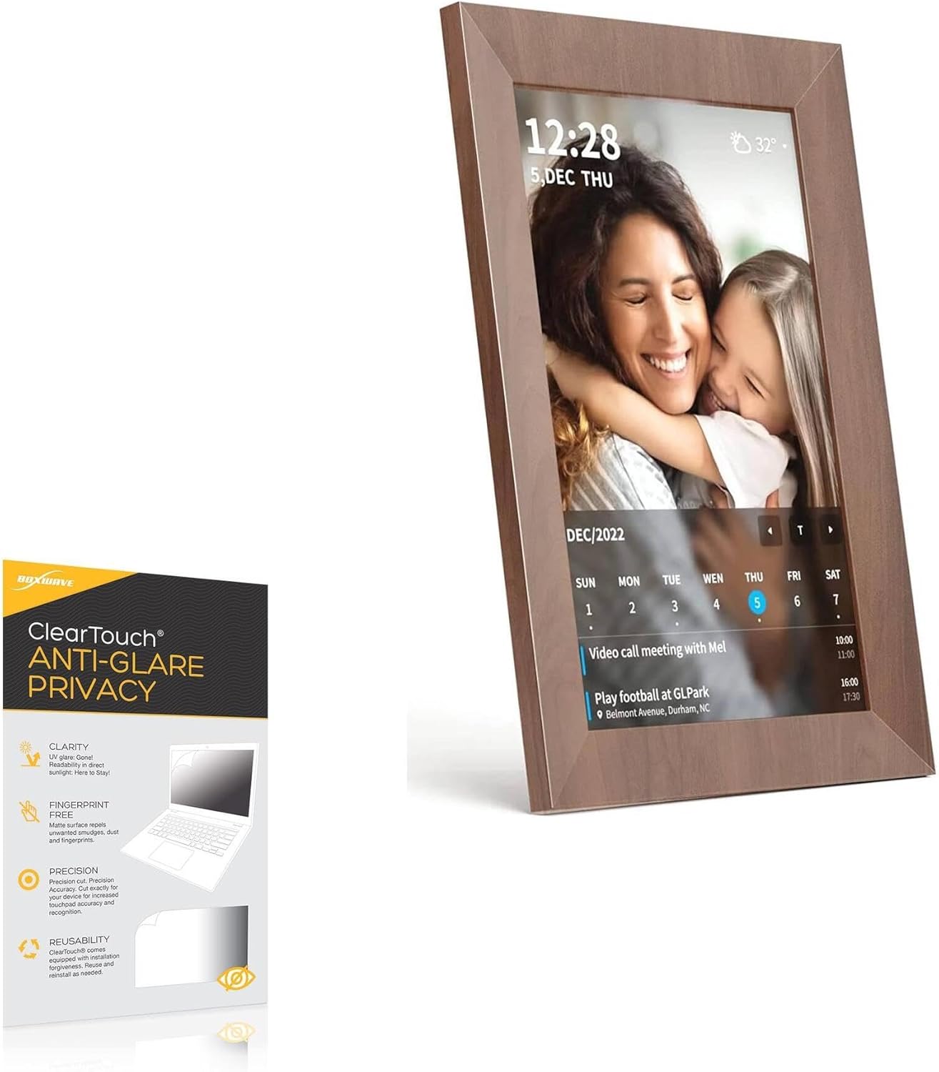 BoxWave Screen Protector Compatible with SyncGo XC101 Digital Calander (10.1 in) - ClearTouch Anti-Glare Privacy (2-Pack), Privacy Screen Protector Flexible Film Anti-Glare