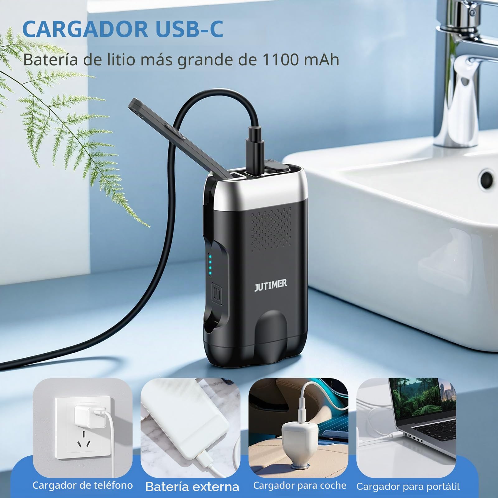 Bidé Portátil Eléctrico – Set 2 en 1 (640ml) con Boquilla 180°, Recargable USB, Impermeable IPX6 – Bidé de Viaje para Higiene Íntima, Postparto, Camping y Cuidado Perineal – Negro
