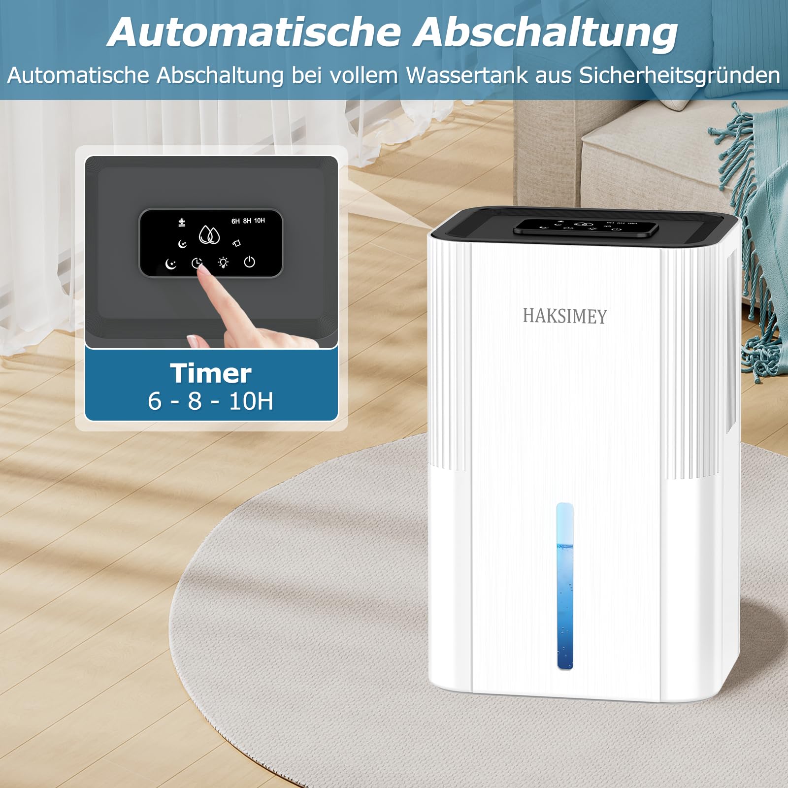 Luftentfeuchter elektrisch 2800ML,Tragbar Dehumidifier for Home mit Abtauen & Timer,Leise raumentfeuchter für Schlafzimmer Keller Badezimmer | 7-Farben LED Licht mit Nachtmodus
