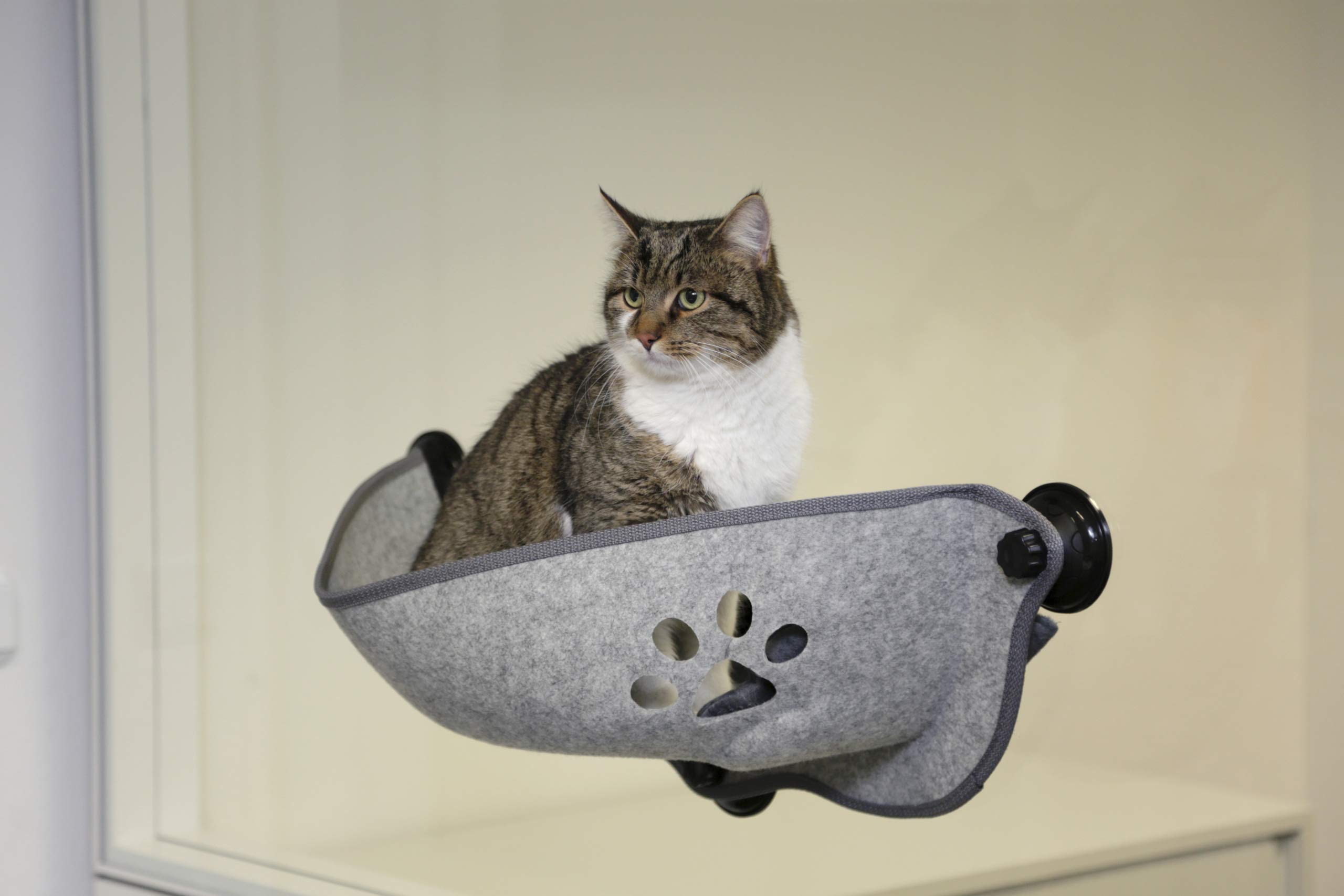 Kerbl Pet Panier pour fenêtre Filzino, Gris, 70x26x26cm, Feutre, Polyester, Plastique, Chats, Coussin intérieur Amovible