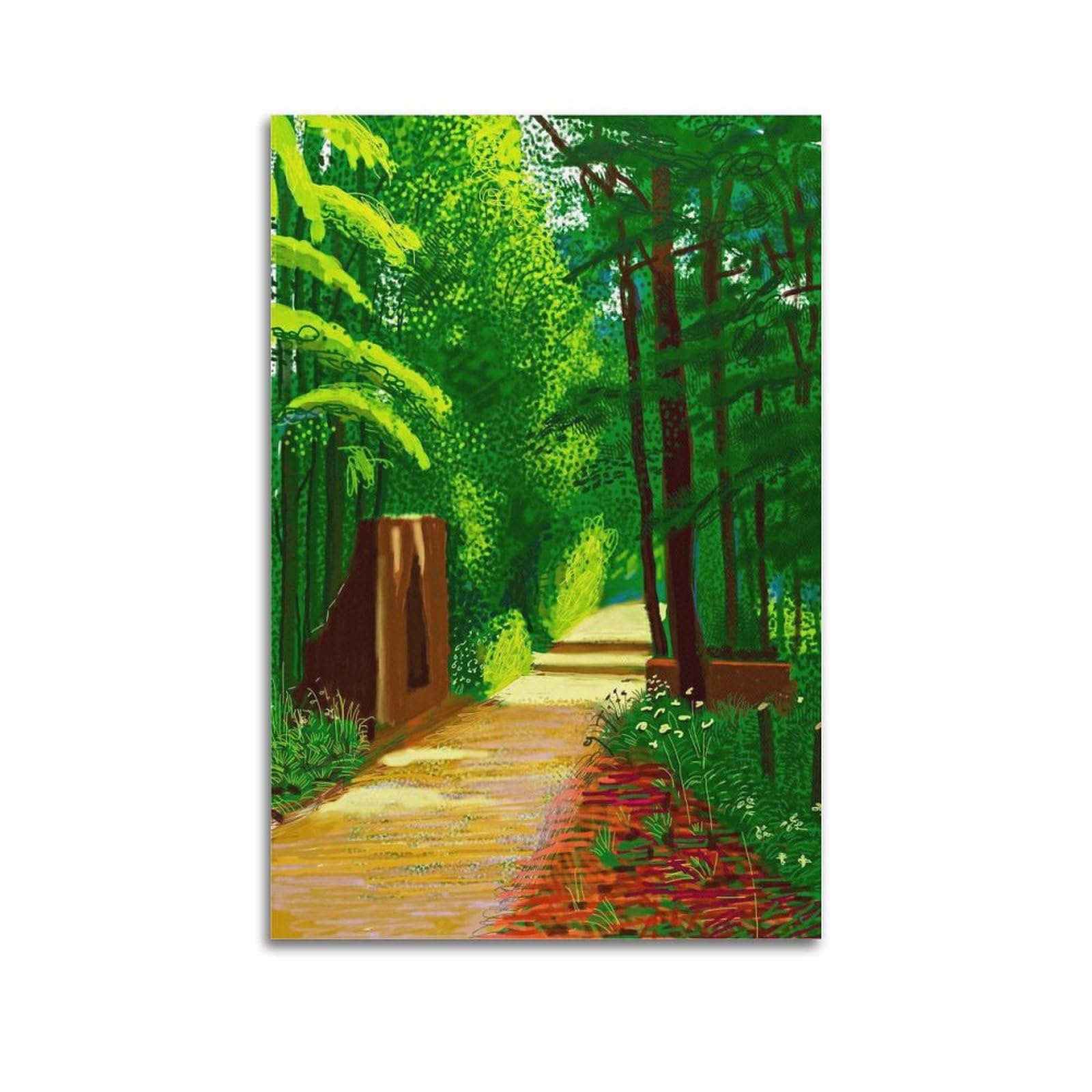 Ckjenjbkm Unframe-Style David Hockney Vintage Abstractwall Art Beige Posters Aesthetic Canvas Wall Art Print Home Decor For Bedroom Living Room08x12inch(20X30cm)