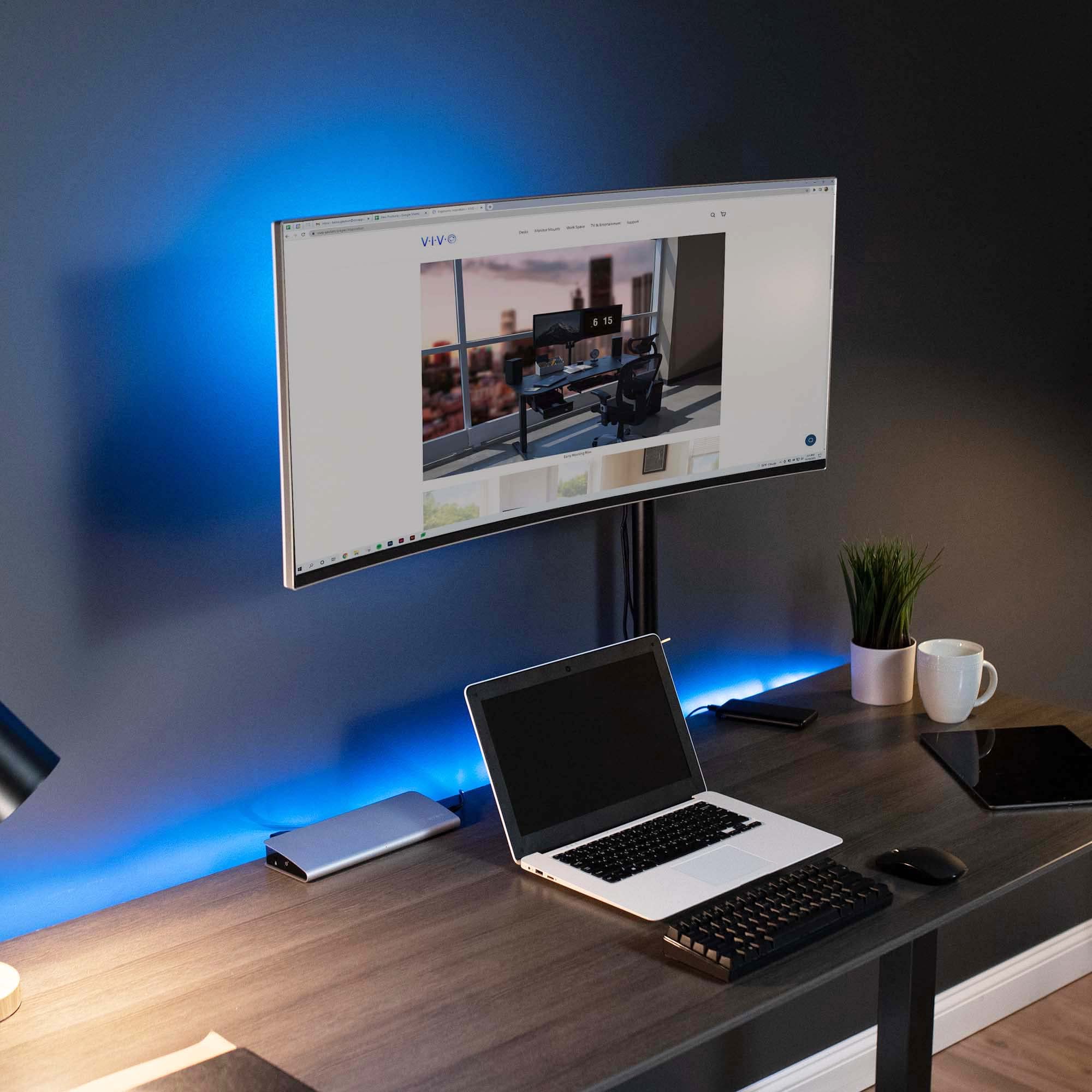 VIVO STAND-V001T - Supporto da tavolo per monitor singolo, extra alto, completamente regolabile per 1 schermo LCD fino a 32", ultra wide screen fino a 38", capacità 10 kg