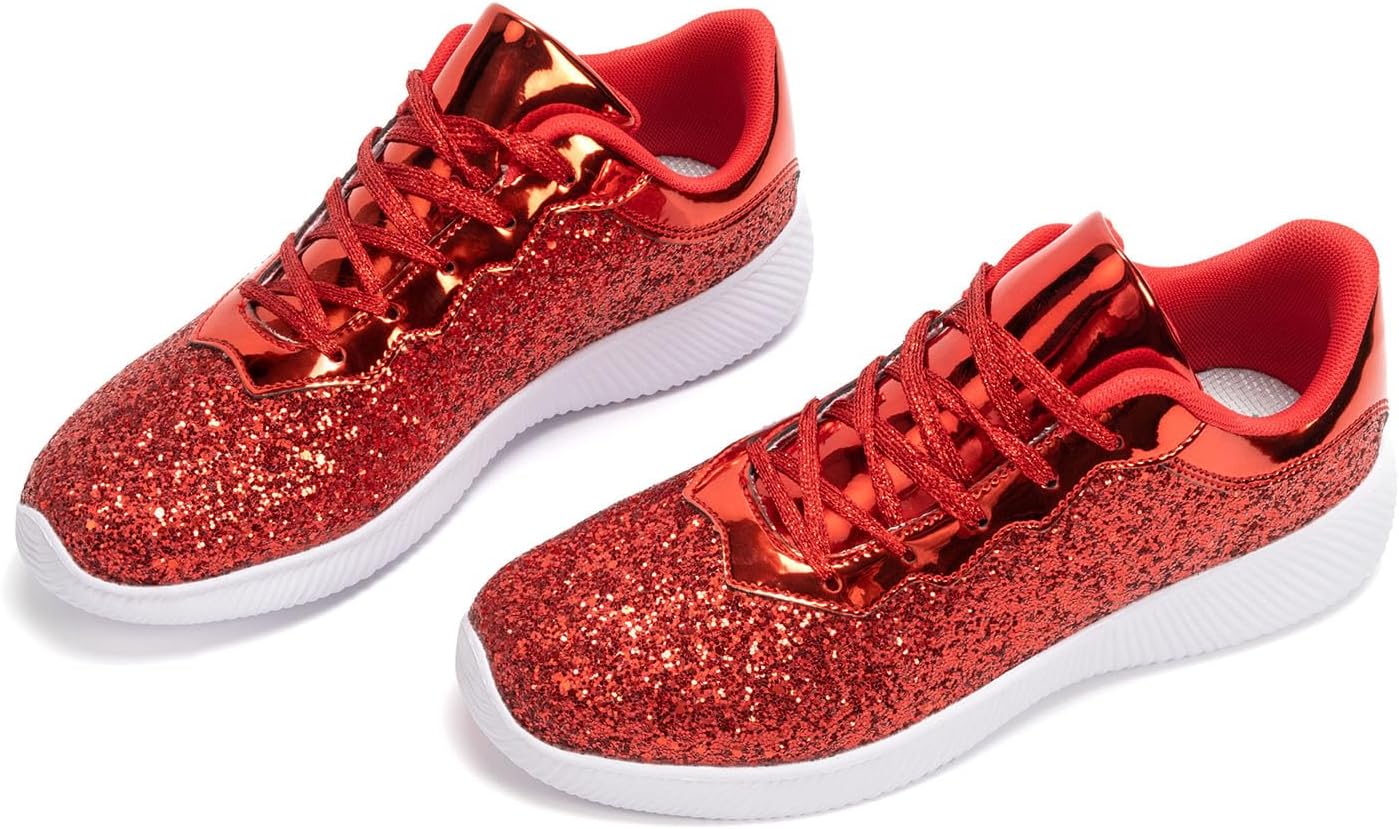 Women's Glitter Sneakers Shoes Lightweight Tennis Shoes Metallic Sequin Walking Shoes - Image 2