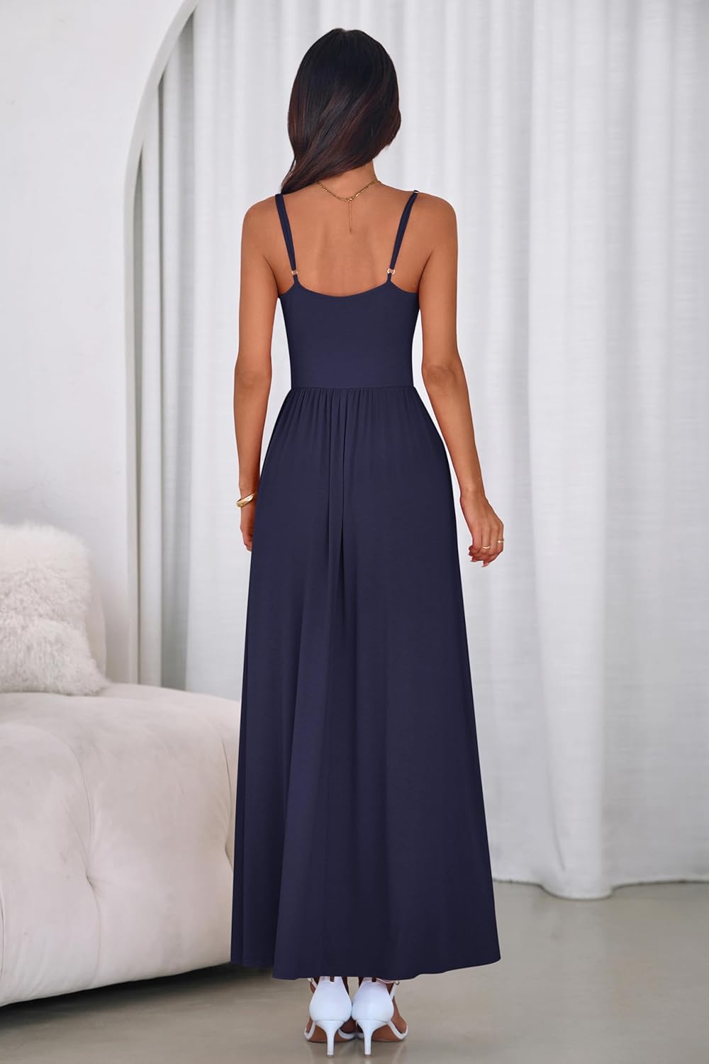 PRETTYGARDEN Womens Spaghetti Strap Maxi Dresses Sleeveless Summer Dress Long Casual Knit Flowy Beach Sundresses with Pockets - Image 6