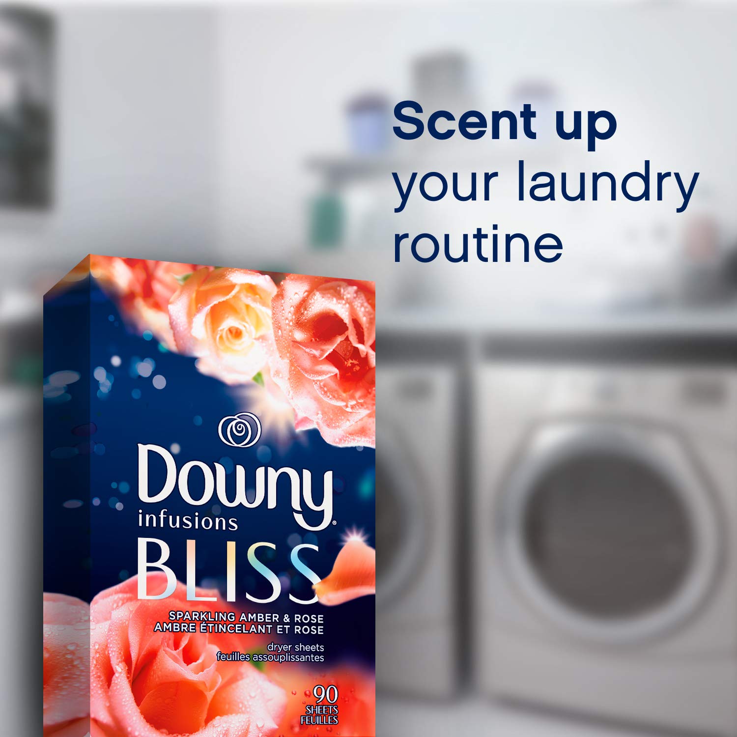 Downy Infusions Fabric Softener Dryer Sheets, Bliss, Sparkling Amber