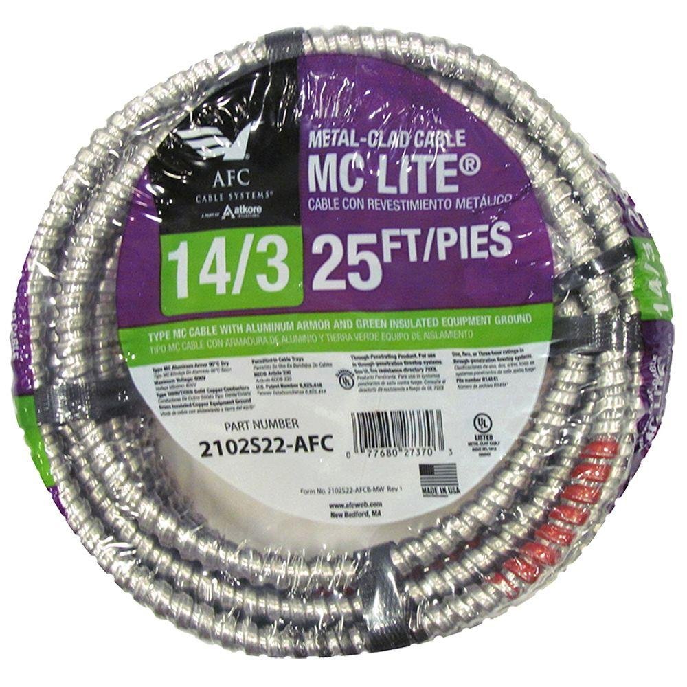 AFC CABLE SYSTEMS2102S22-AFC 0 25' 14/3 MC W/G Conduit