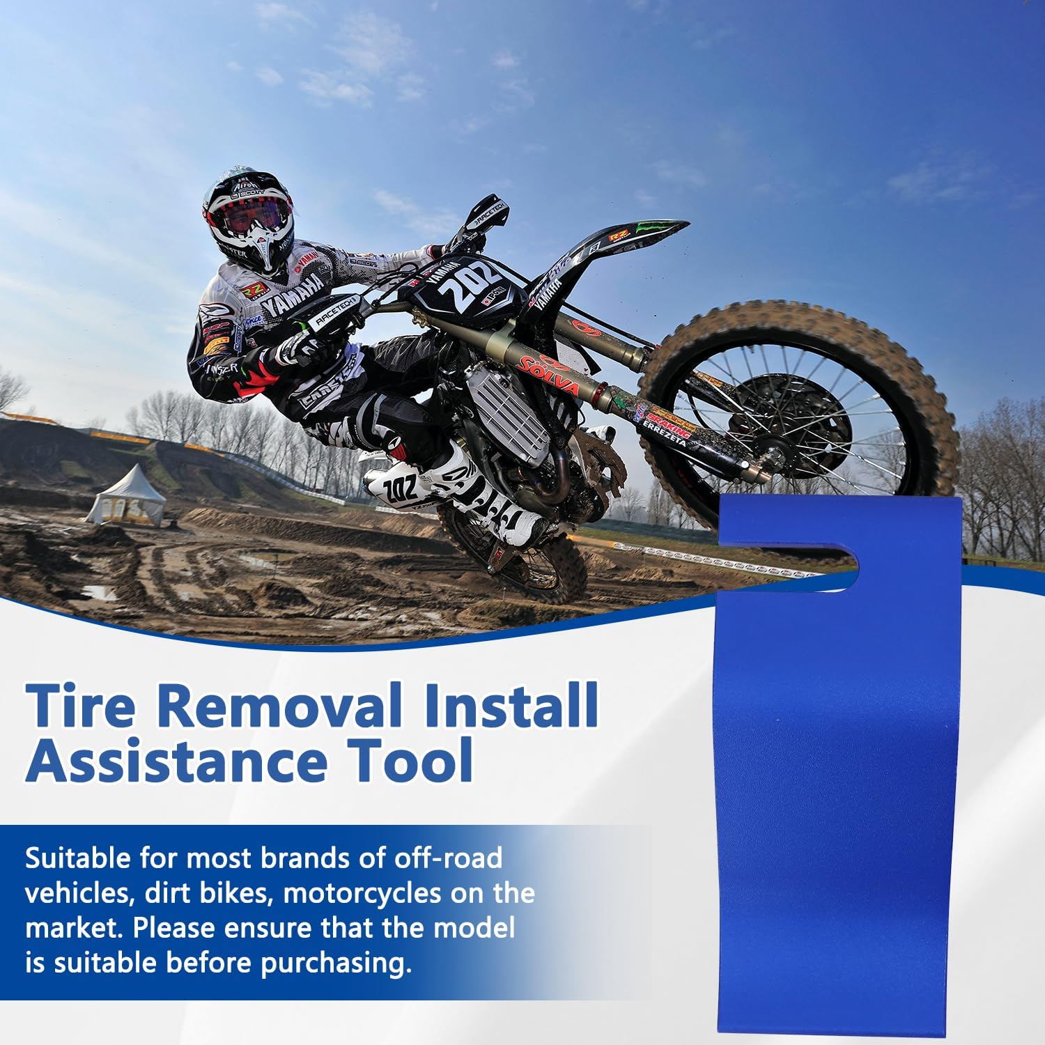 Motorcycle Tire Bead Installation Holder Hook, Off-Road Tire Installation Assistance Tool Universal Wheel Tire Removal Install Bead Buddy Tire Tool for Dirt Bike Motocross Accessories (Blue)