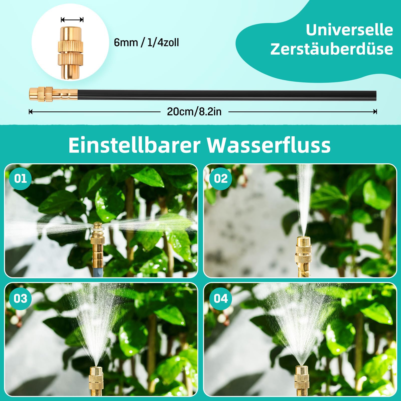 Automatisches Bewässerungssystem Garten, 360° Verstellbar Automatische Bewässerung mit Einstellbare Düse, Tropfbewässerungssystem für Garten, Balkon, Gewächshaus, Hochbeet Bewässerung (20M)