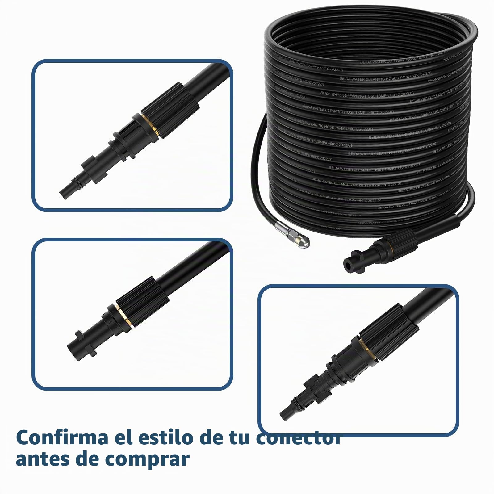 15M Tuyau Déboucheur Canalisation pour Nettoyeur Haute Pression Kärcher K2 K3 K4 K5 K6 K7 HD HDs, 180Bar Kit Furet Professional avec Buse à Jet et Rotatif & Adaptateurs pour Lavor Parkside & Bosch