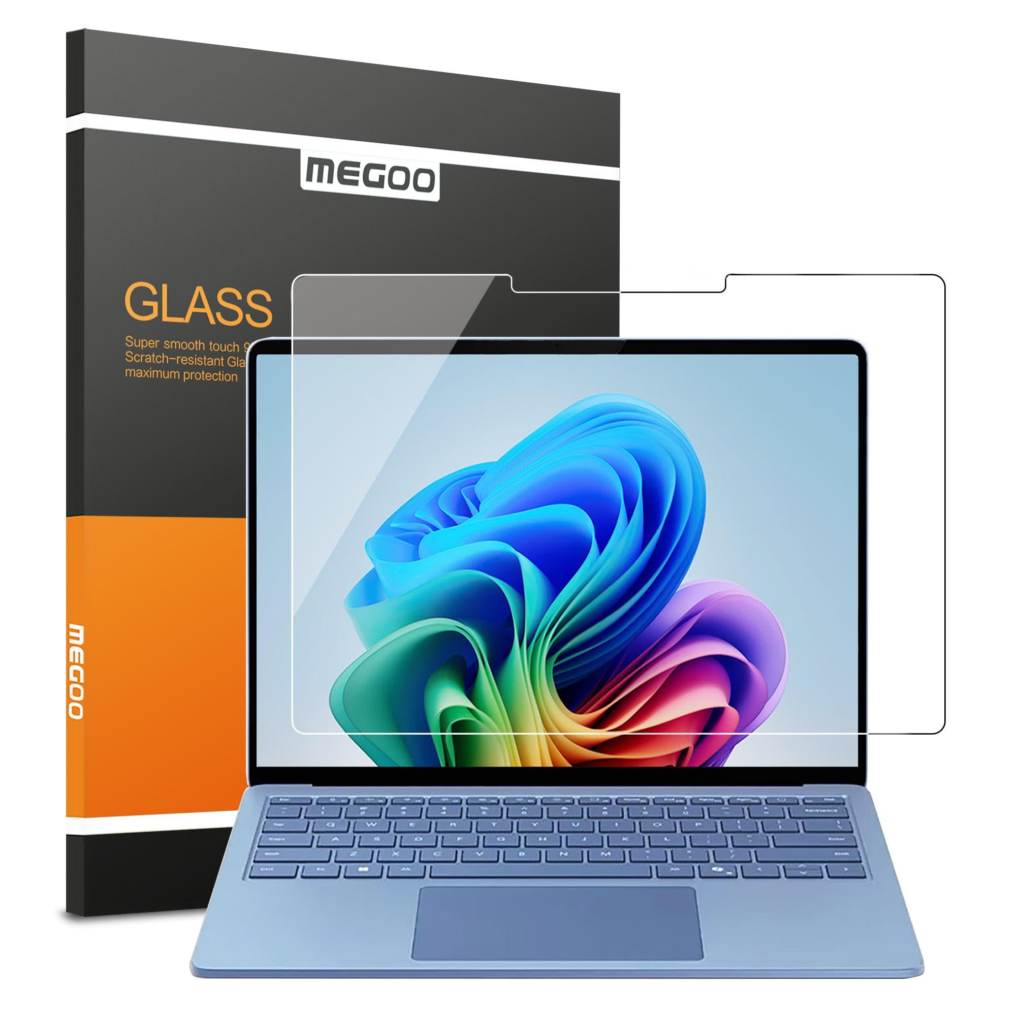 Protector de pantalla de vidrio templado MEGOO para Microsoft Surface Laptop 7 (2024, 15 pulgadas) - Resistente a rayones, fácil instalación, alta claridad