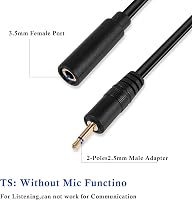 PNGKNYOCN 2.5 mm - 3.5 mm Mono Audio Adapter Kábel, 2 db-os Csomag, 16 cm Fekete - Okostelefonhoz, Fejhallgatóhoz, MP3 Lejátszóhoz 2