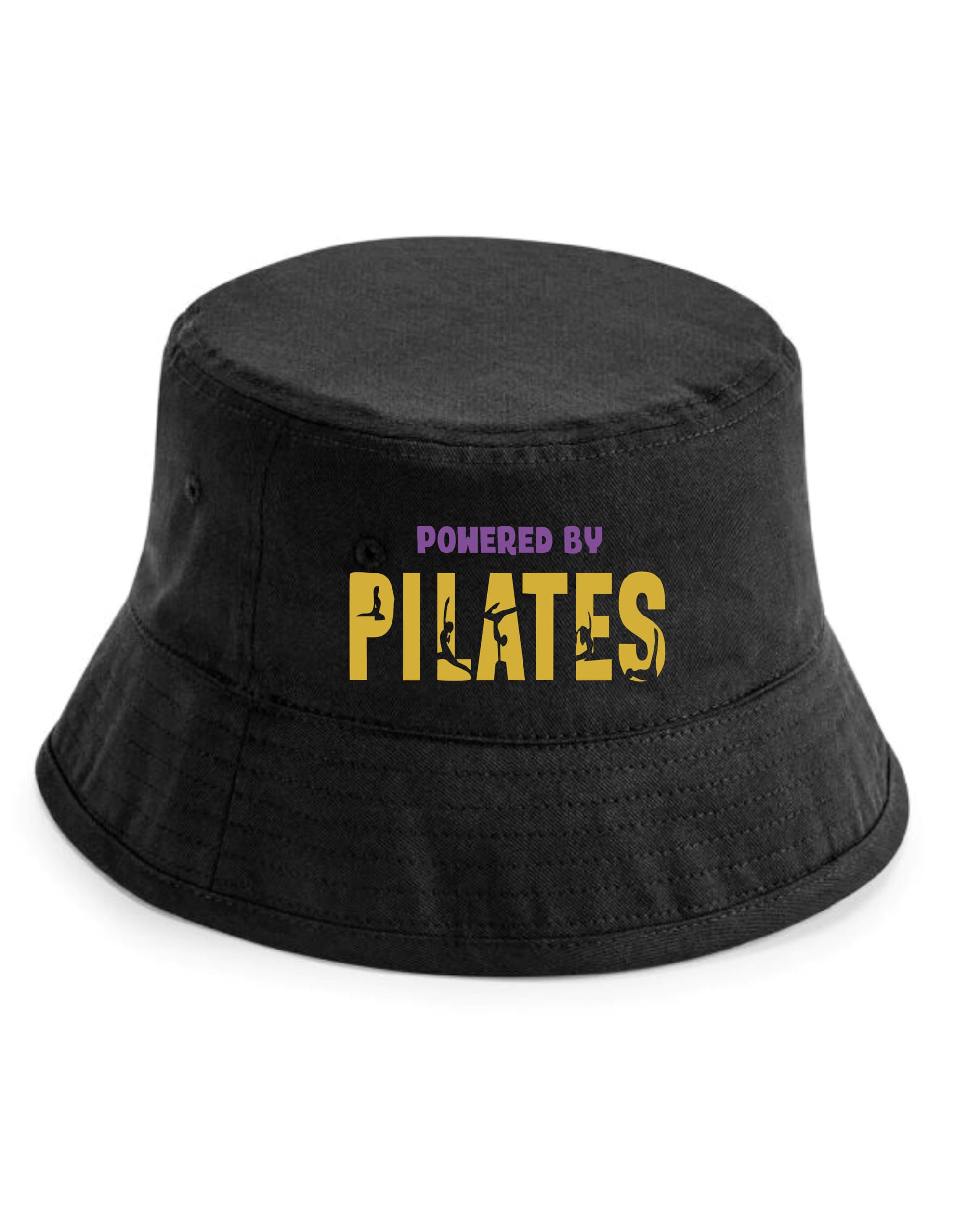 Print4U Powered by Pilates Bucket Hat Workout Yoga Birthday Gift Black SM