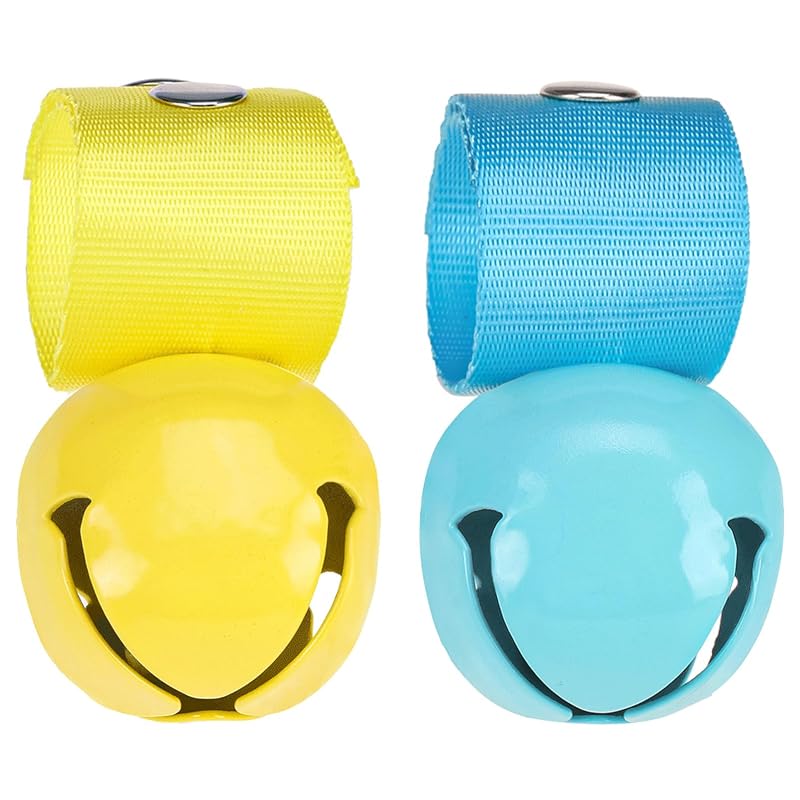 Pingentes com Sino para Coleira de Gatos e Cães EXPAWLORER, Yellow & Blue, Pacote com 2, Grande (Large)