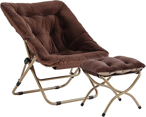 Miniatura 86 de Silla platillo, cómodas sillas de dormitorio, silla plegable de piel sintética de gran tamaño, silla plegable con marco de metal para sala de estar,