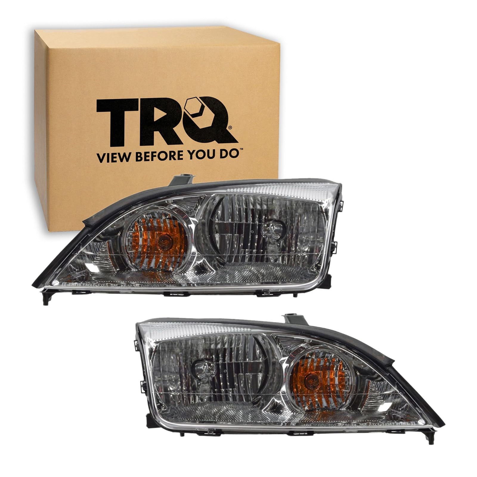 TRQ Headlight Assembly Set FO2502210 FO2503210 Compatible with 2005-2007 Ford Focus