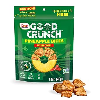 Dole Good Crunch Pineapple with Chili Dried Fruit Bites, Gluten Free & Vegan Snack, 1.4oz Bag