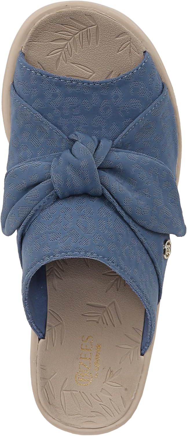BZees Womens Smile Machine Washable Comfort Wedge Sandal Blue - Image 5