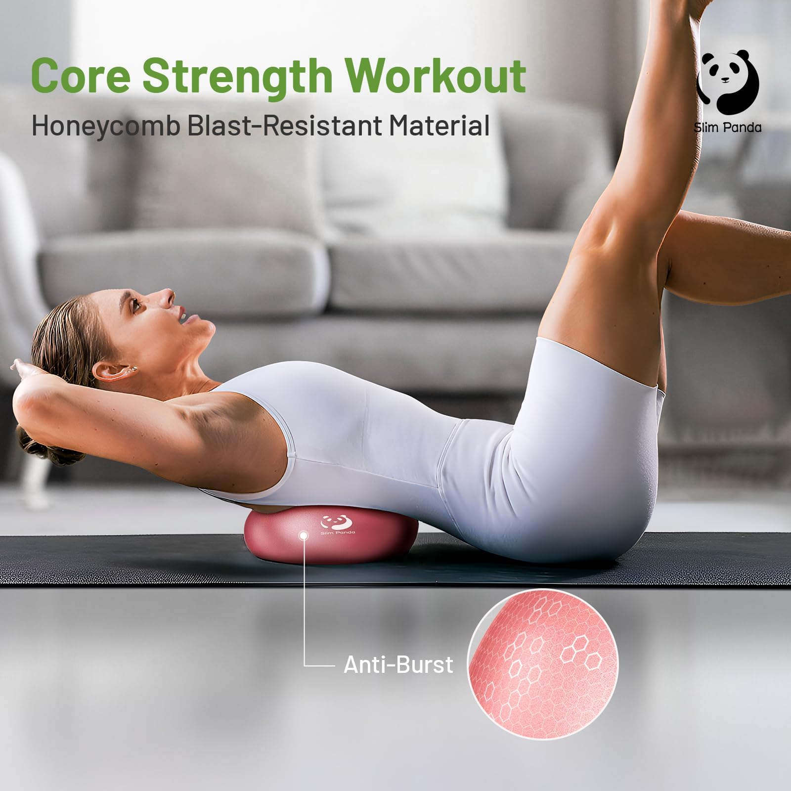 Slim Panda Palla Pilates Piccola,23-25cm Anti Scoppio Antiscivolo Palla Ginnastica con Cannuccia Gonfiabile,Soft PVC Palla daYoga per Fitness