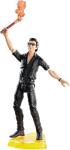 Mattel Jurassic World Amber Collection Dr. Ian Malcolm - Figura de acción coleccionable de 6.5 pulgadas con soporte de exhibición, par extra de