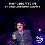 Razer Kiyo V2 Webcam en streaming X : 1440p 60 FPS - Focus automatique - Microphone intégré - Lentilles à angle large - Volet de confidentialité intégré - Fonctionne avec OBS, Xsplit, Streamlabs, Discord, Zoom, Équipes - blanc