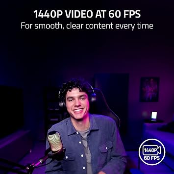 Razer Kiyo V2 X Webcam for Streaming and Meetings, 1440p 60 FPS, Black