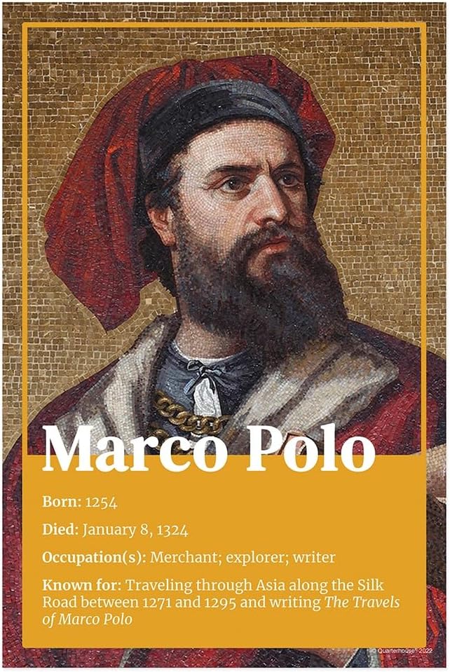 Quarterhouse 8 Poster Famous Explorers Set, Social Studies Classroom Learning Materials for K-12 Students and Teachers, 12 x 18 Inches, Made in USA