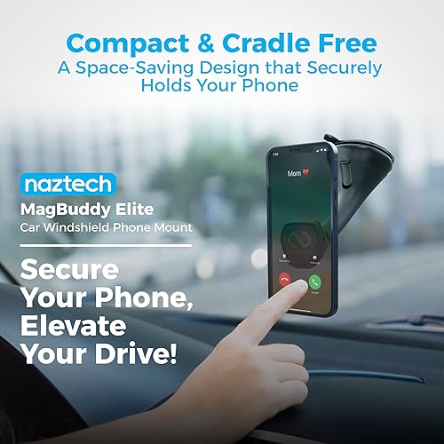 Miniatura 3 de Naztech MagBuddy Elite - Soporte de teléfono para automóvil, soporte para parabrisas de teléfono, soporte para teléfono celular para iPhone y