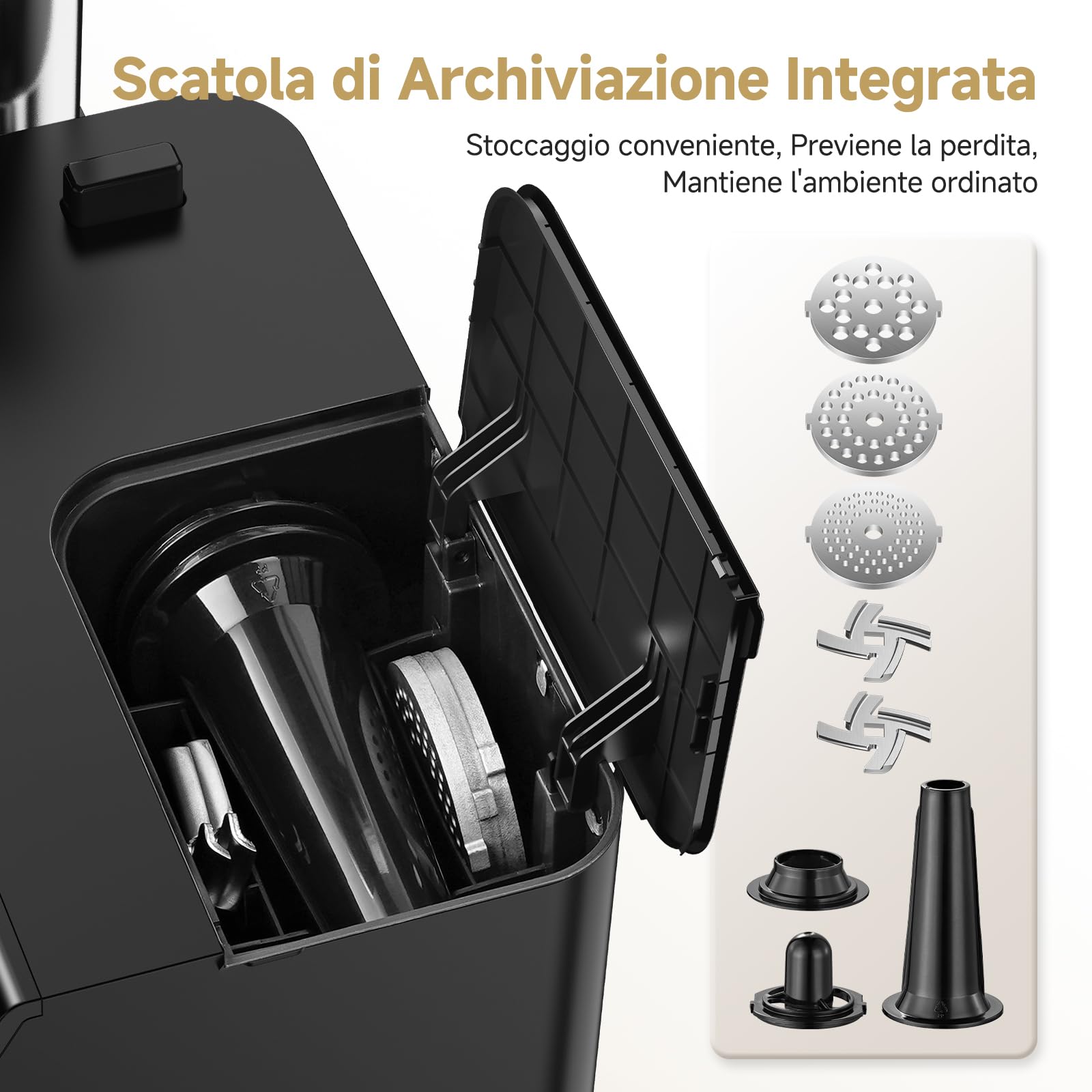 AAOBOSI Tritacarne Elettrico [3000W MAX] Con Display LED, 3 Velocità, Tritacarne Con Sistema Anti-Ostruzione,Scatola Portaaccessori Interna, Può Fare Salsicce & Kibbe, Ideale Per Casa