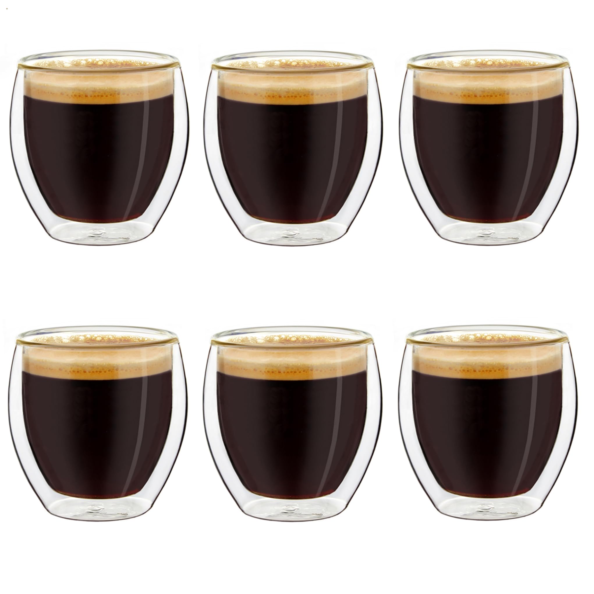 Creano Double Wall Espresso Glasses 3.5 OZ, Insulated Glass Cups - 6X 3.5oz (100ml)