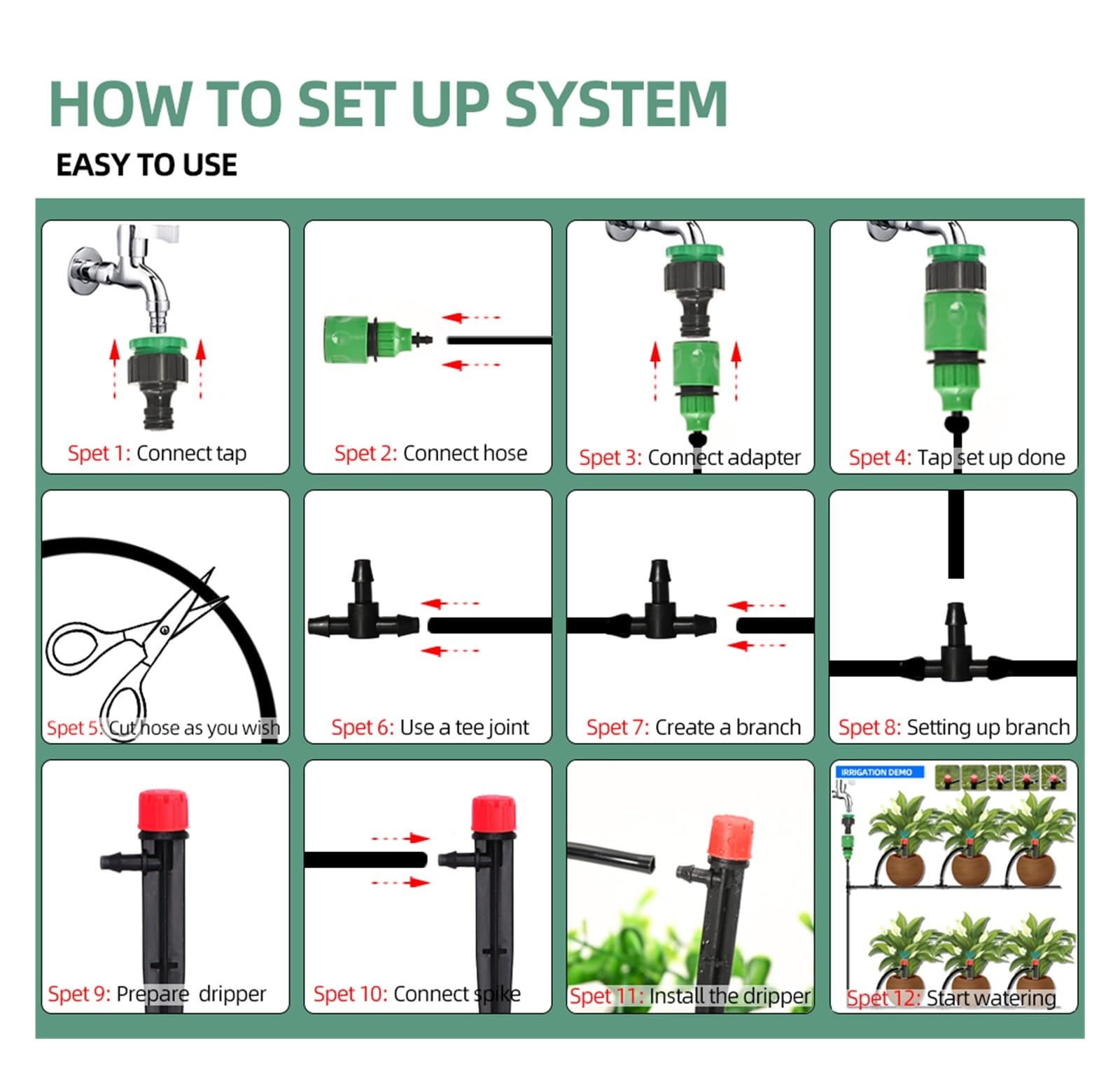 4/7mm 5M-60M Schlauch Tropf Bewässerung System Pflanzen Bewässerung Set 360 Grad Einstellbare Tropfer for Bewässerung Garten Bewässerung System Lucky (Color : 35M KIT)