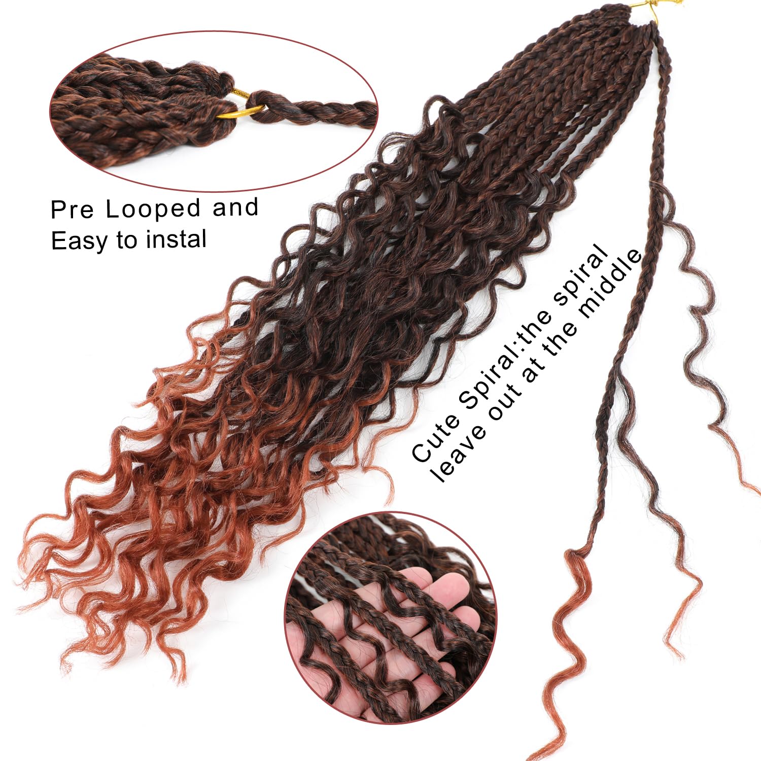 Boho Goddess Braids Crochet Hair for Black Women 22 Inch 8 Packs Bohemian Crochet Braids Hair Extensions with Curly Ends Boho Box (T350 - Image 2