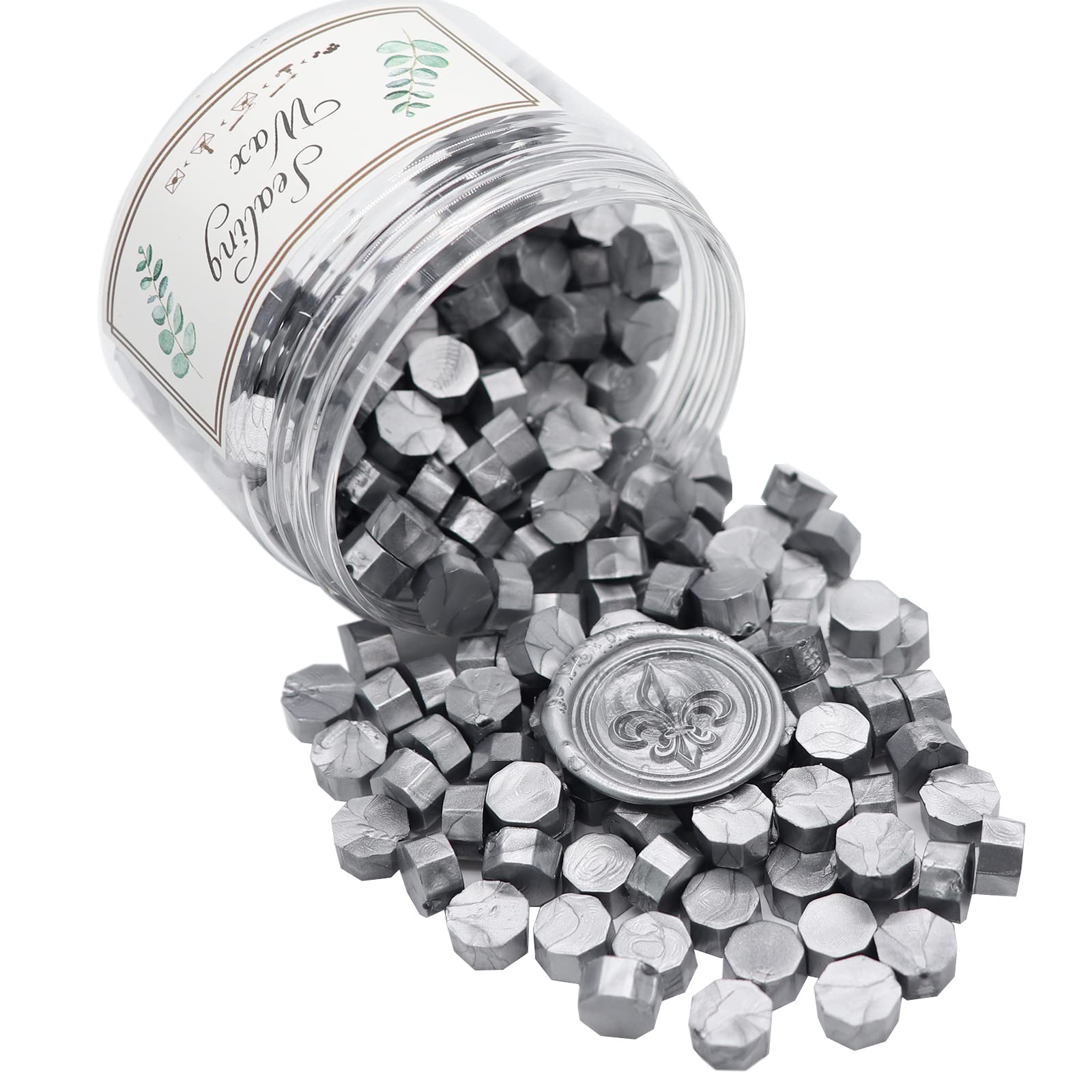 Feyabest 230 Pcs Metallic Luster Sealing Wax Beads for Wax Seal Stamp, Perfect for Cards Envelopes, Wedding Invitations, Wine Packages, Gift Wrapping (Silver)