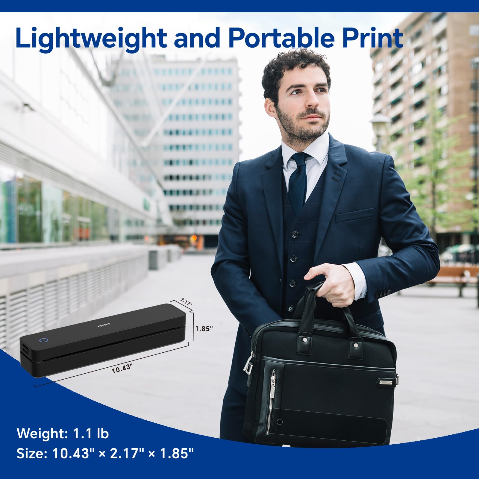 HPRT Imprimante thermique portable sans encre, prend en charge le papier thermique et les étiquettes, Bluetooth multi-utilisateurs, compatible avec iOS/Android/ordinateur portable pour la maison