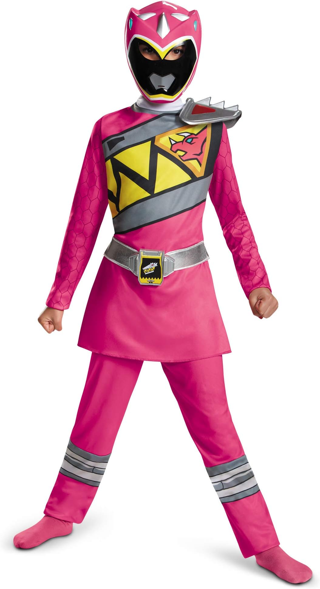 Pink Power Rangers Costume for Kids, Official Licensed Pink Ranger Dino Charge Classic Power Ranger Suit with Mask for Girls
