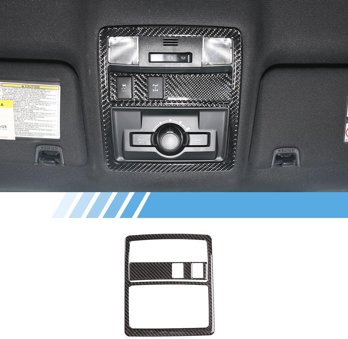 Real Soft Carbon Fiber Car Center Console Overhead Reading Light Trim Panel Sticker Fit for Toyota Tacoma 2016-2020 Automobile Decoration Accessories 2PCS (Overhead Reading Light)