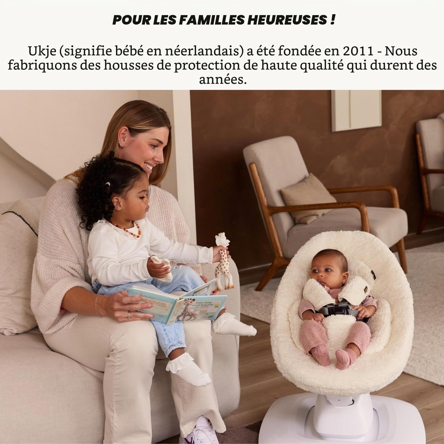 Housse pour balançoire Ukje Compatible avec 4moms MamaRoo 5 - Doublures pour balançoire pour bébé, Housse pour balancelle pour bébé, Facile à Installer, Fait Main en Europe (Taupe)