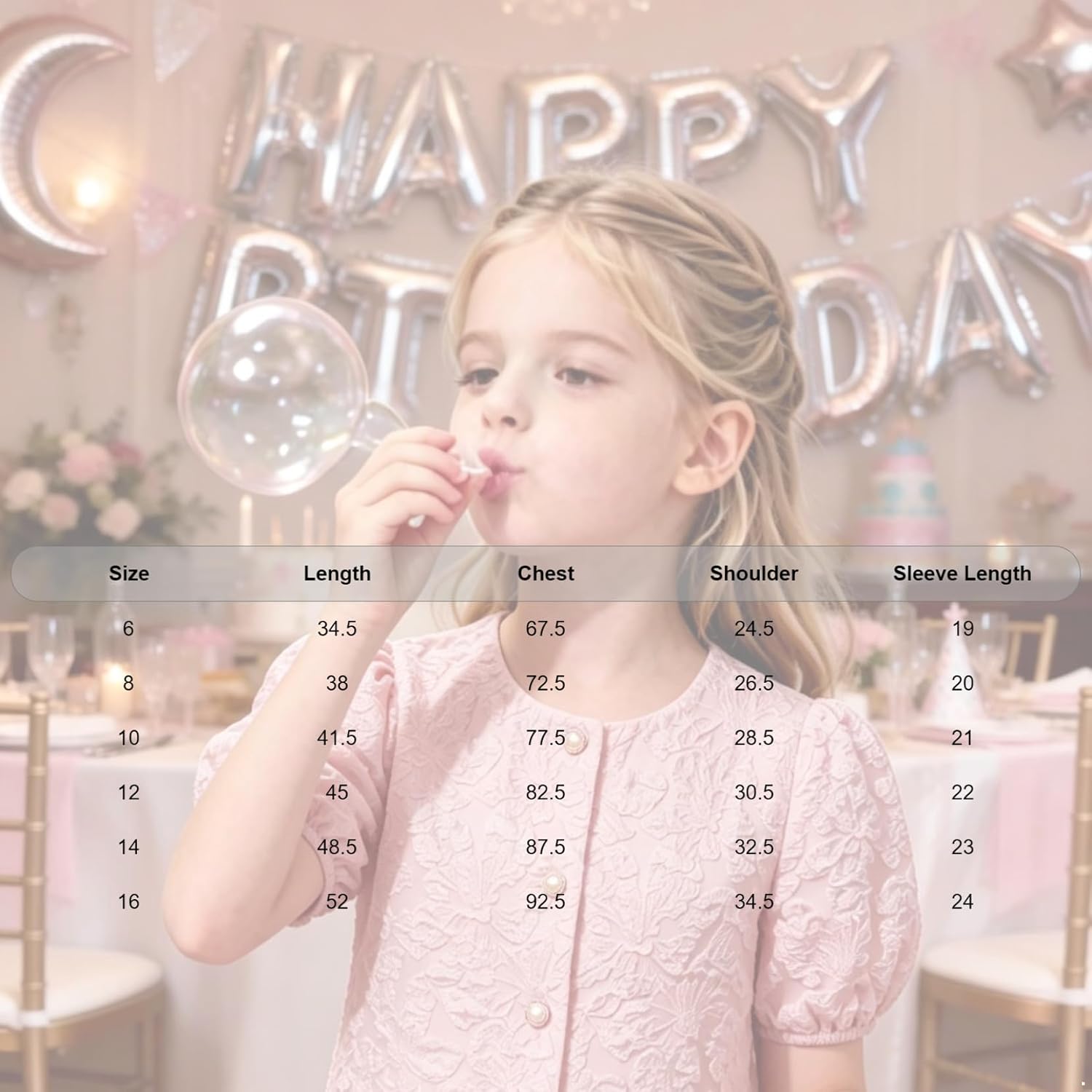 Jelory Kids Crew Neck Coat Girls Birthday Party Top Shurg