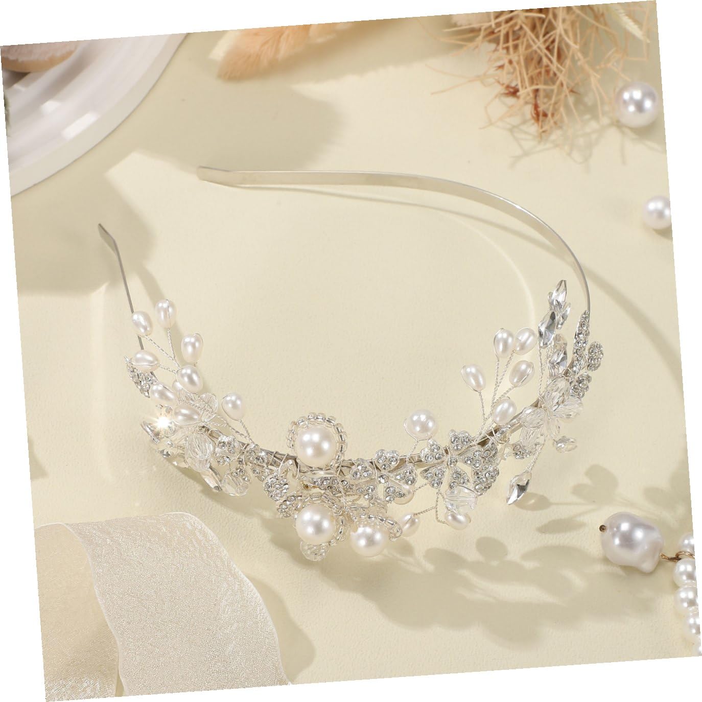 minkissy 3 Piezas Venda Diadema De Dama De Honor Diademas De Novia De Flores Tocado De Novia Tocado De Boda Tiara De Diadema De Cristal Diadema De Boda Bridal Paseo Aleación